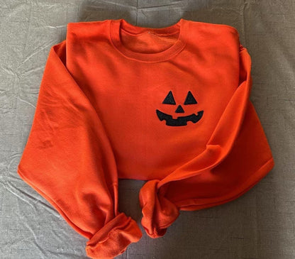 Pumpkin Embroidered Crew